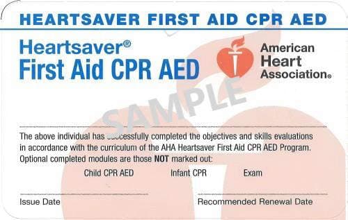 深圳AHA急救培训官方证书样式(纸质证书)